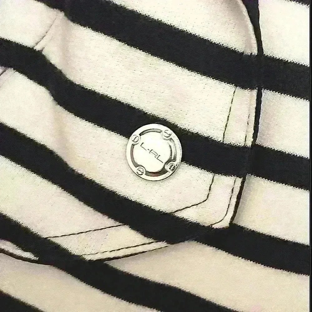 Lauren Ralph Lauren Active Jacket Navy White Stripes 3/4 Sleeves Cotton Size S - Picture 8 of 16